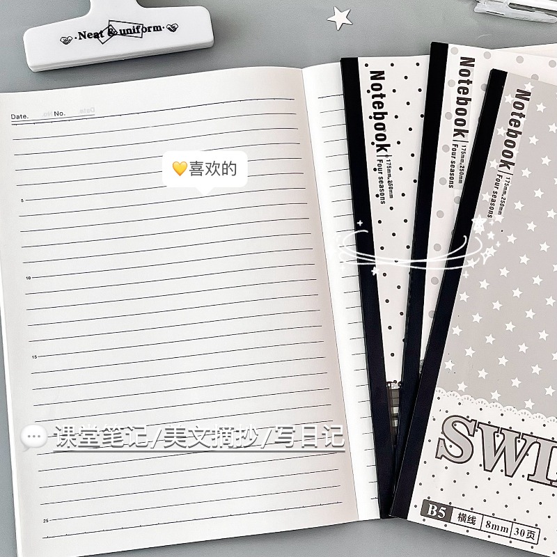 黒白エンジェルB5プラスチックノート4冊セット、シンプルな水 - Blank Sheet Music Notebook のレビューと価格
