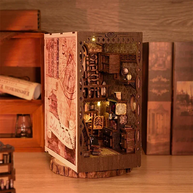 新しいDIY木製ブックヌックシェルフインサートミニチュアビル - Diy Wooden Book Nook Kit Shelf Insert のレビューと価格